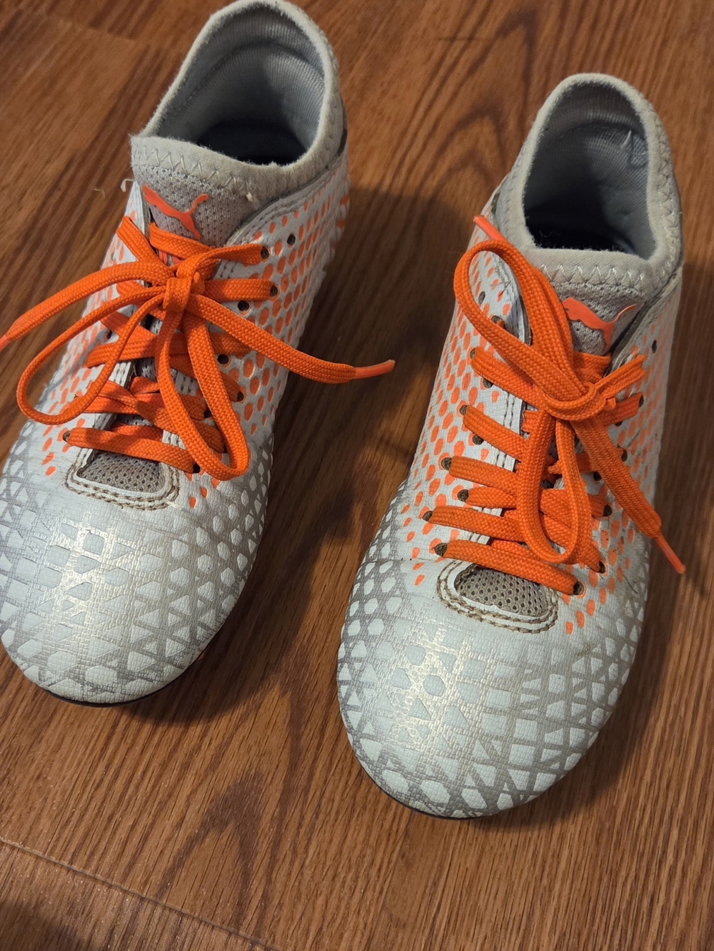 Puma Kids Soccer Cleats with Bright Orange Laces - Size 13